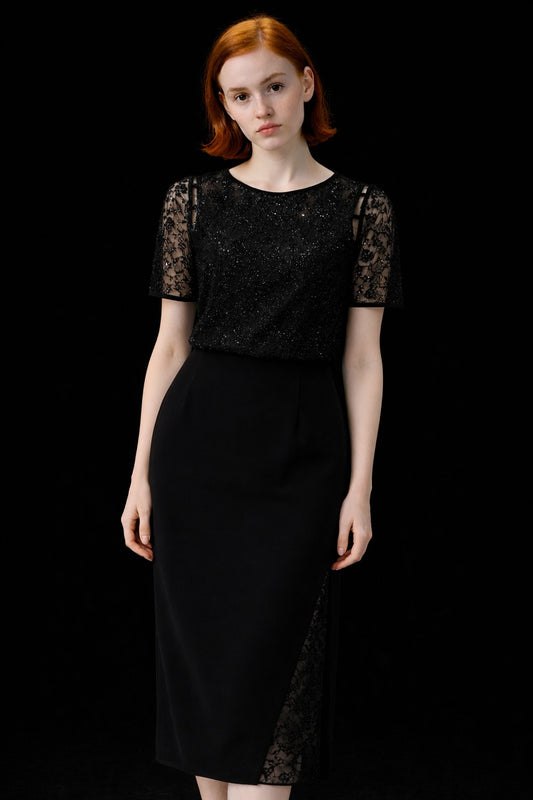 メタルラメレーススカート