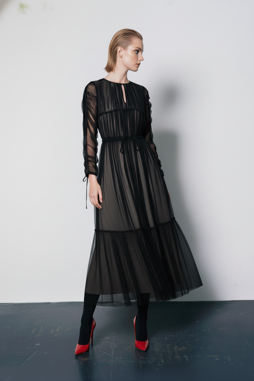 チュールギャザードレス