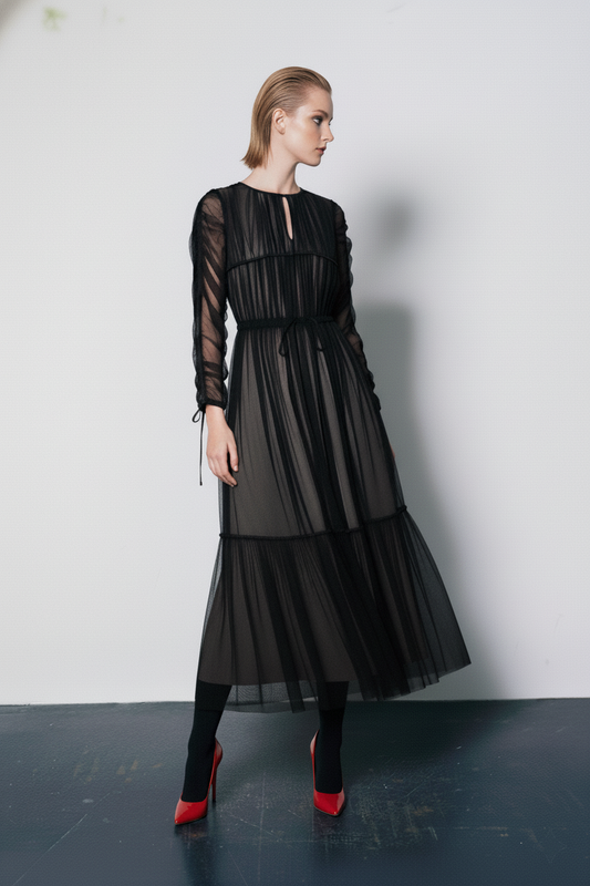 チュールギャザードレス