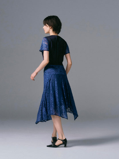 イレギュラーヘム レースドレス