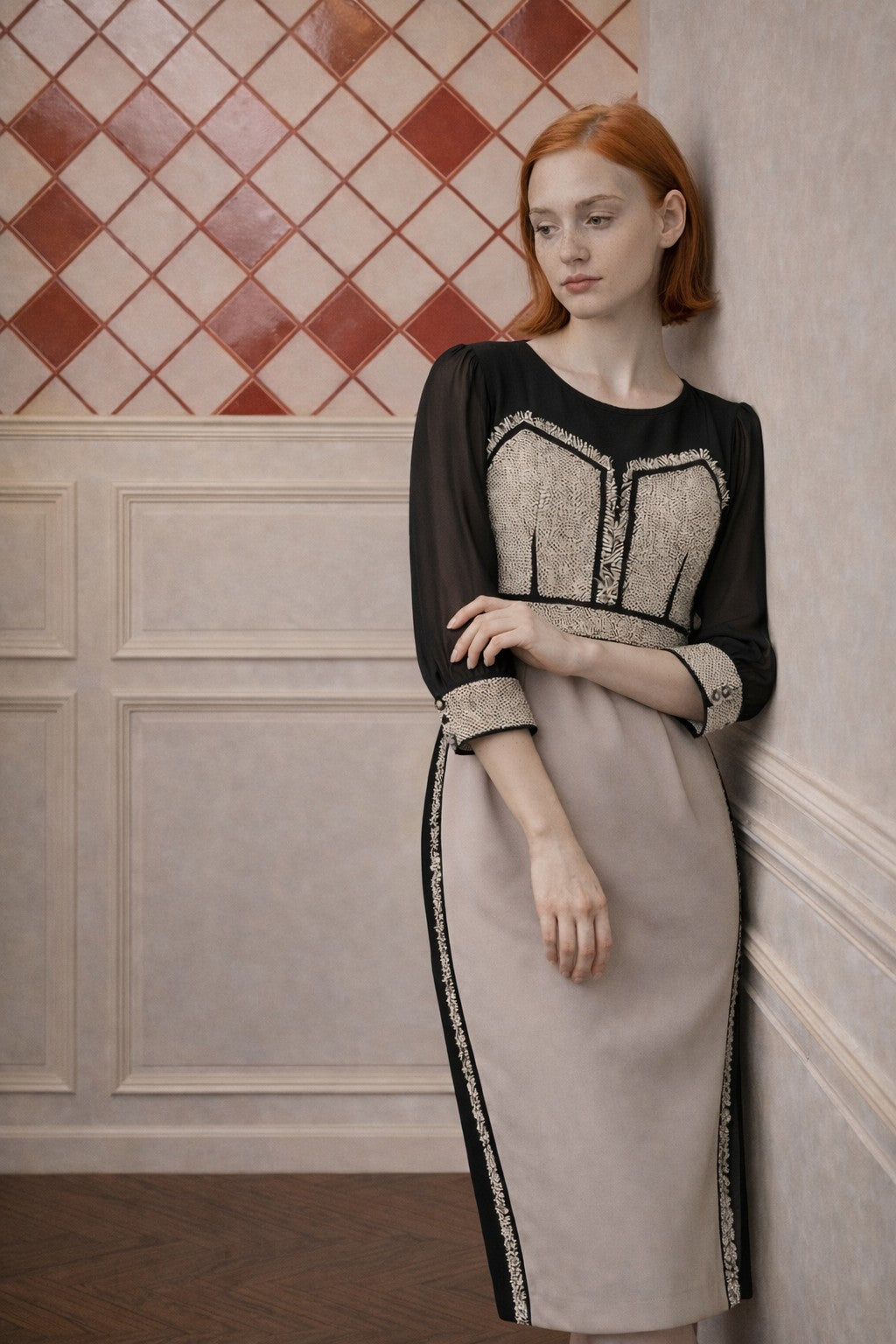 スパンコールツィードドレス